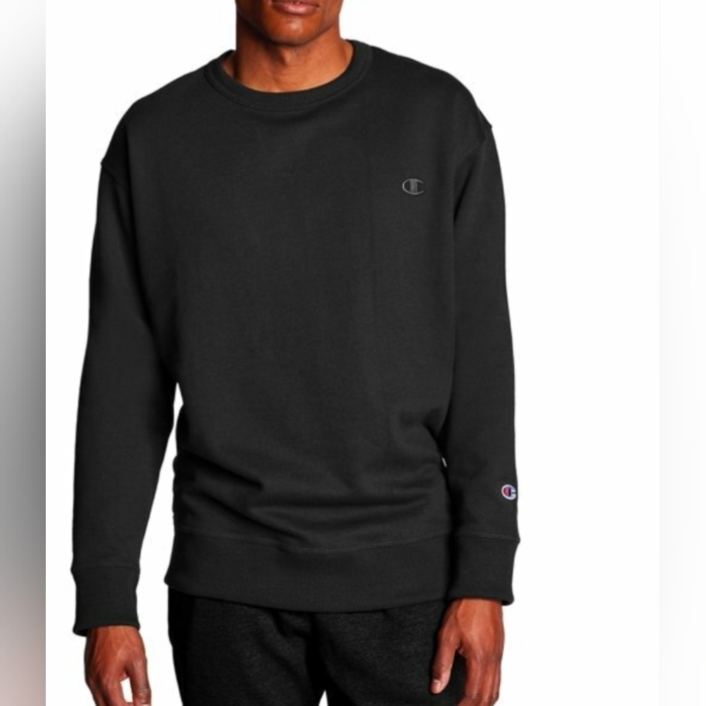 Champion Men's Black Crew Neck Sweater Thick Material